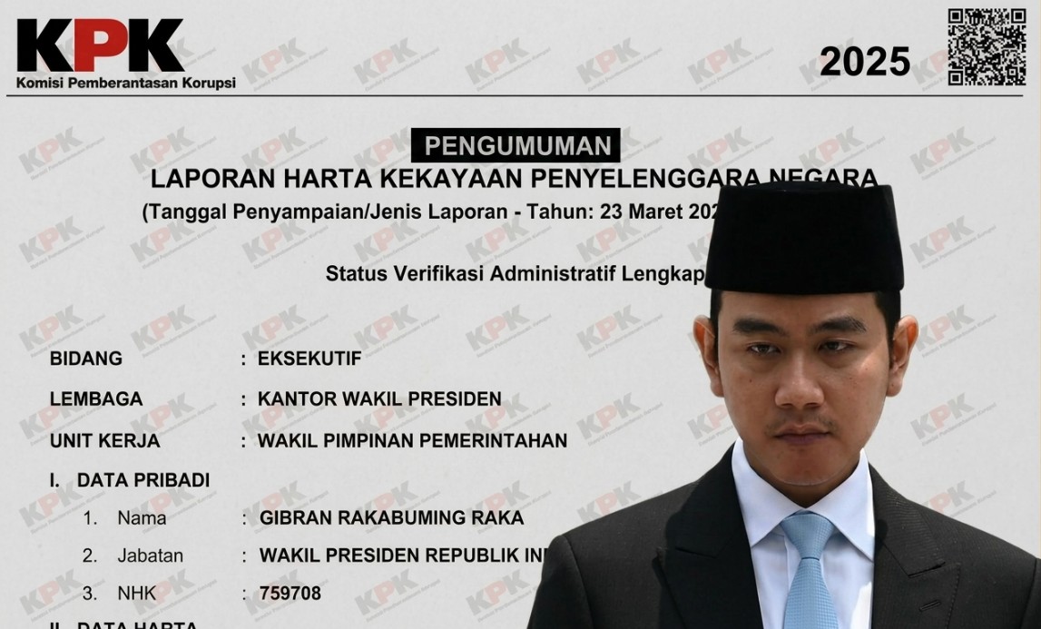 LHKPN Terbaru Wapres Gibran, Total Harta Kekayaan Rp 27,9 Miliar