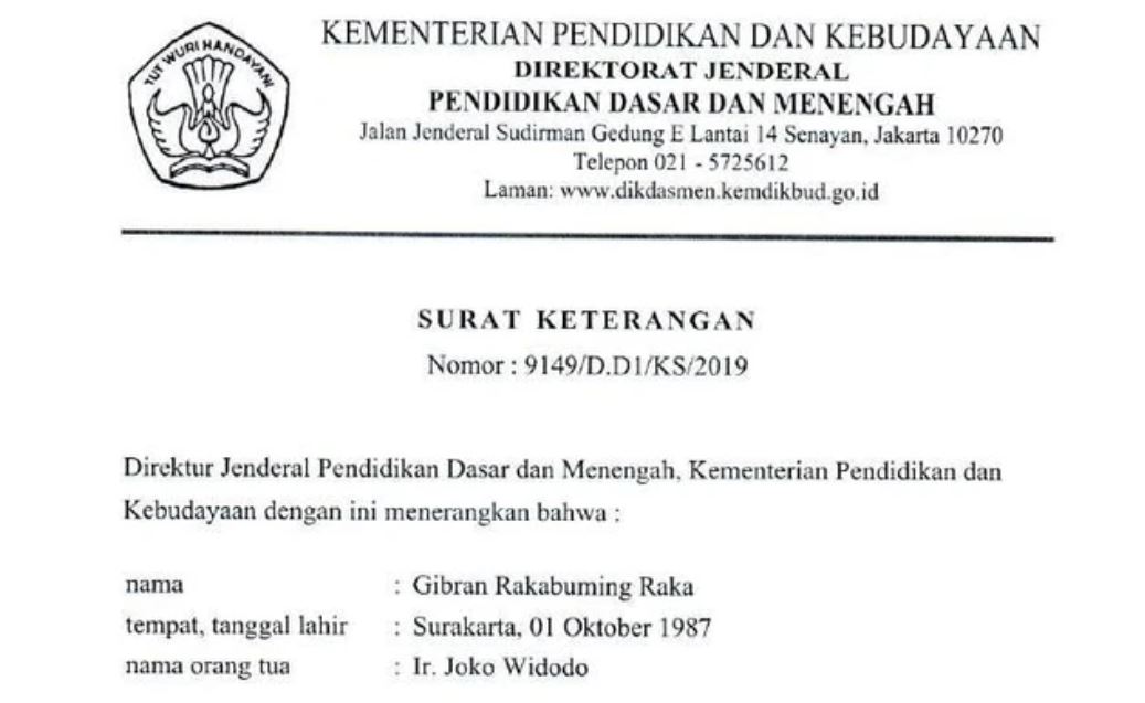 Putusan MA Nyatakan Suket Penyetaraan Ijazah SMA Gibran Tidak Sah